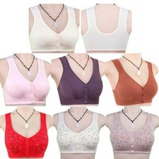 Ladies Women Front Fastening Bra Non Wired Sport Non Padded Soft Stretch Bra NEW