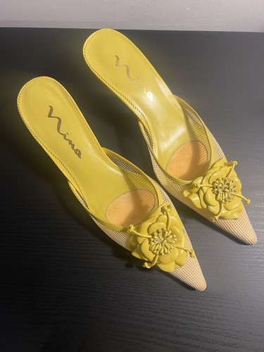 Nina yellow mule shoes - yellow, with