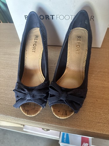 Navy blue peeptoe wedges - navy,