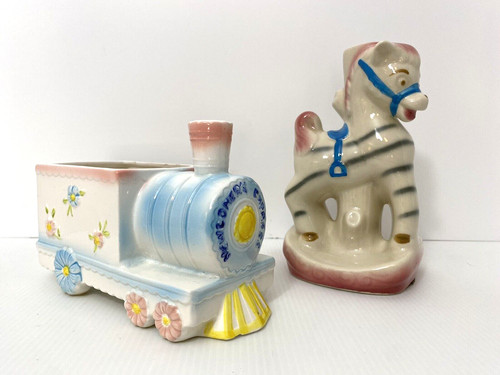 Vtg nursery zebra horse lamp - nursery,