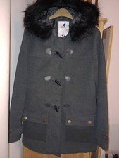 Kangol Ladies Women Gray Hooded Coat Jacket UK Size 12