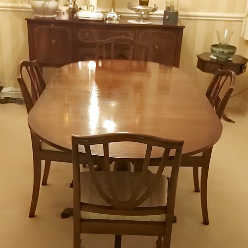 Oval wooden dining table - dining, &