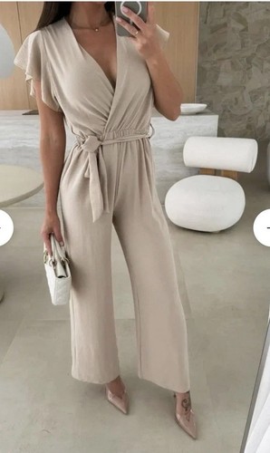 Women beige jumpsuit small - women’s,