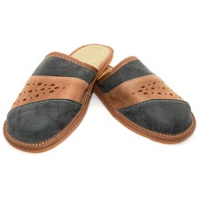 Mens Leather Slippers Mules