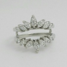 2CT Simulated Diamond Marquise Enhancer Guard Wrap Ring 14K White Gold Over