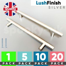 Kitchen Cupboard Cabinet T-Bar Door Handle Brushed Stainless Steel 96 128 160mm