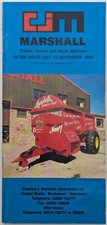 Marshall Trailer, Tanker & Muck Spreader Price List, English Language, Dec 1990