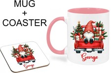 Personalised Name Christmas Coloured Inside & Handle Mug Coffee Santa Cup Gift