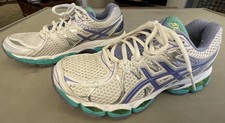 Asics Womens Nimbus 16 White/Aqua/Purple Running Shoes Sneakers Size 6.5