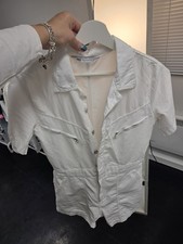 White denim playsuit ZARA