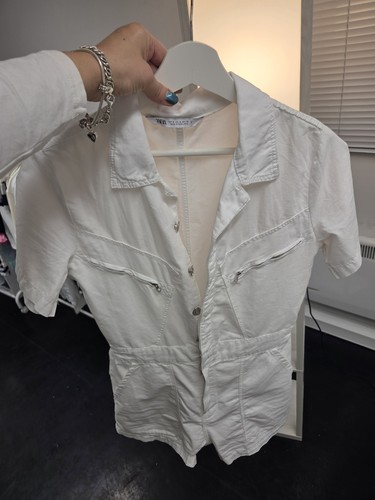 White denim playsuit zara - denim,