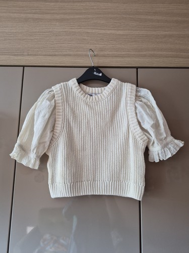 Zara contrast puff sleeve - sleeve, ecru