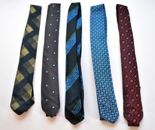 60’s ties slim Jim new retro striped burgundy preppy new vintage