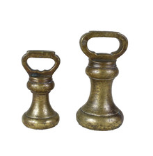 Heavy Antique Victorian Bell Weights Brass Weighing Scales 1lb & 2lb
