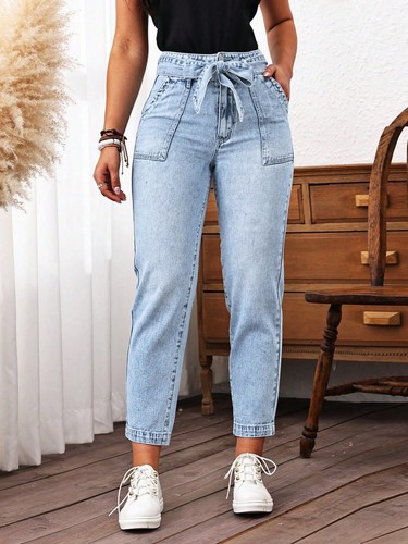 Women medium wash mom fit - wash,