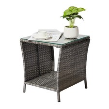 Grey Wicker Rattan Side Tea