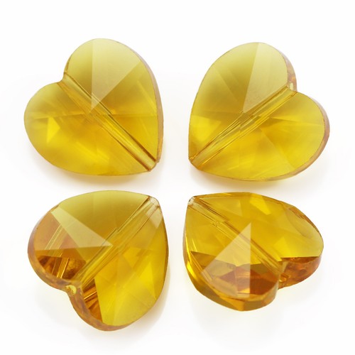 Heart beads faceted cut - cut, glass