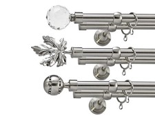 Double Curtain Pole Rod Silver