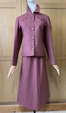 Winsmoor Wool Skirt Suit Plum Mauve Two Piece Tailored Jacket UK 10 Vintage 