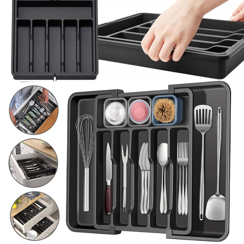 Extendable cutlery tray - extendable,