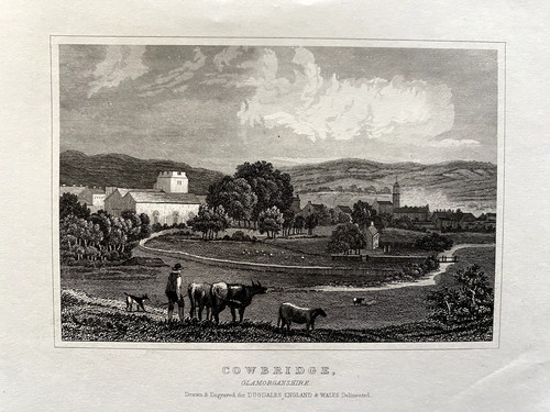 1845 antique print cowbridge - print;,