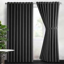 Thick Thermal Blackout Curtains Eyelet Ring Top Ready Made Curtain Panel Pair
