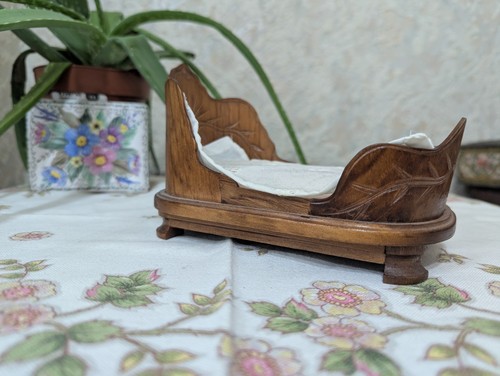 Dolls house walnut single bed - single,