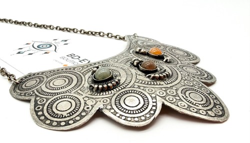 Silver tone ornate ethnic - tone,