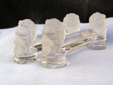 X2 PAIR ANTIQUE FRENCH FROSTED BACCARAT GLASS LION CUTLERY TABLE PLACE REST