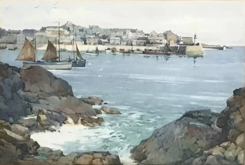Watercolour harbour scene - watercolour,