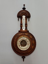 Stunning Antique Carved Wood Barometer & Thermometer / Collectible / Decorative