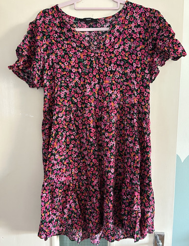 Next black floral short dress - next,