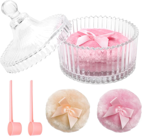 Glass powder container with - powder,