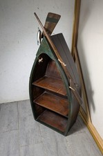 Vintage Rustic Wood Canoe Boat Display Shelf Nautical Cabin Decor E73