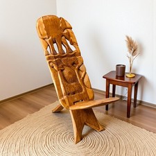 Vintage African Carved Birthing Chair Two Piece 26" Height