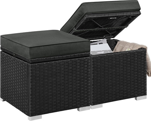 Set wicker ottomans with - set, of