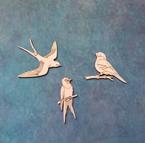 Engraved wooden birds flying - wooden,