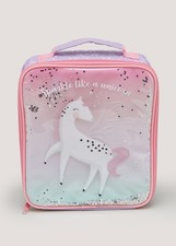 BNWT Unicorn Lilac Pink Girls School Lunch Bag + Box Matalan Sequin sparkly 