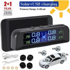 Car Tire Pressure Monitoring System Wireless Solar TPMS with 4 External Sensors