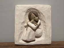 WILLOW TREE 2003 COMFORT WALL HANGING PLAQUE GIRL WITH CAT 3.75” x 4” PET DECOR