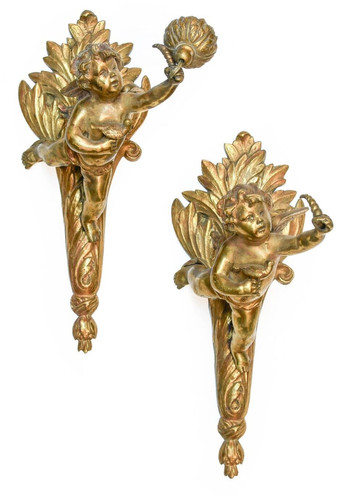 Pair vintage antique gilt - vintage,