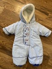 BRIGHT FUTURE BABY INFANT WINTER COAT FULL BODY BLUE BEARS SNOWSUIT SIZE 0-3 MTH