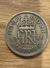 KING GEORGE VI SIXPENCE - 1946