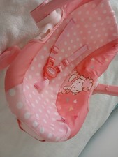 baby annabell travel car seat carry cot pink pull along toy