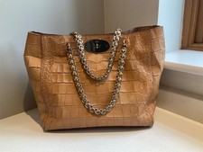 Mulberry Cecily tote bag in biscuit brown soft croc print leather