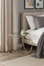 Gatsby Accent Table/BedSide Table-Mirror Top/Matt Gold Frame-ST52MR/GD