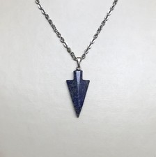 Blue Lapis Stone Tribal Arrowhead Pendant 21" Chain Necklace in Gift Bag