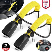 2PCS Seat Belt Lock Steering Wheel Lock Car Security Anti-Theft Device Universal