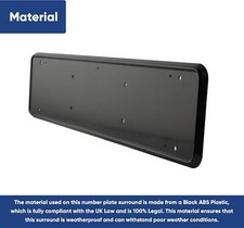 Black Plastic Number Plate Surround Shock Absorbing Ideal Cars Vans 4x4 Lorries