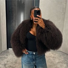 Brown luxury cropped Mongolian